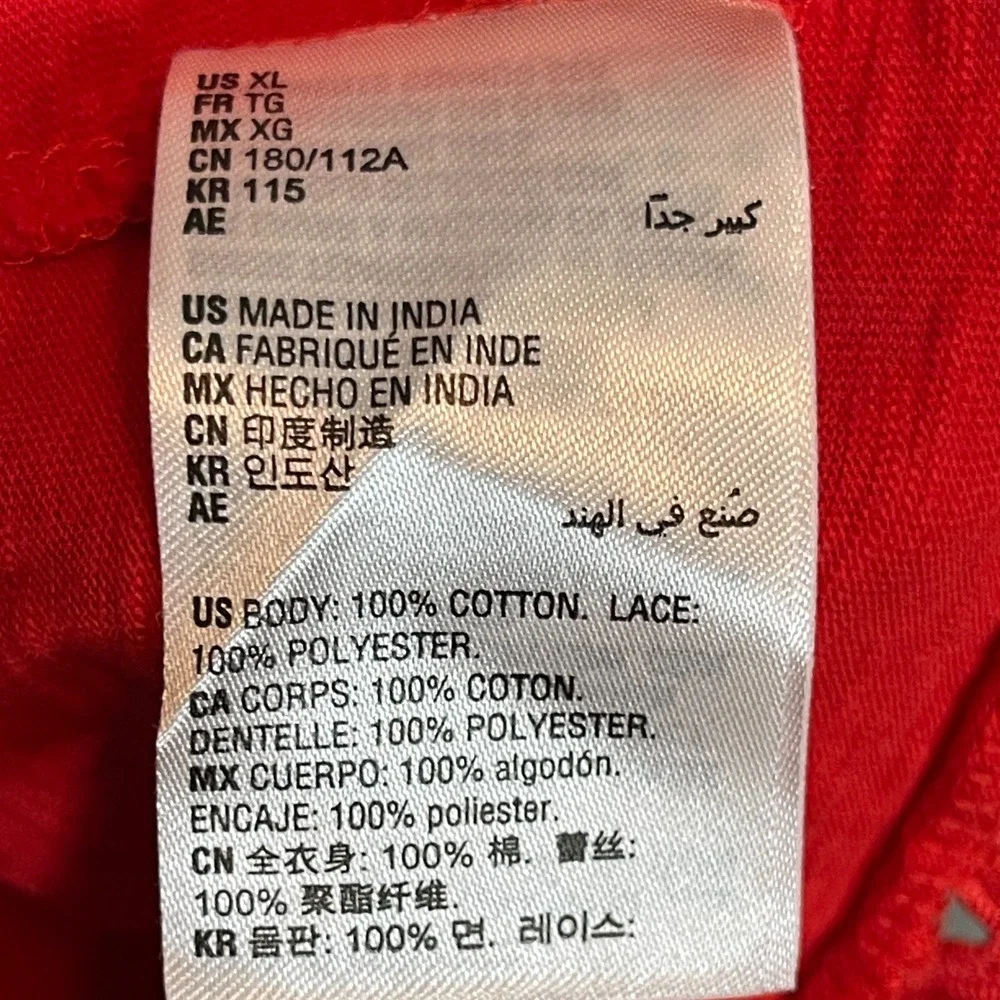 Charter Club Women Slub Cotton Knit Top XL Boho Mod Resort Vacation Elevated Red